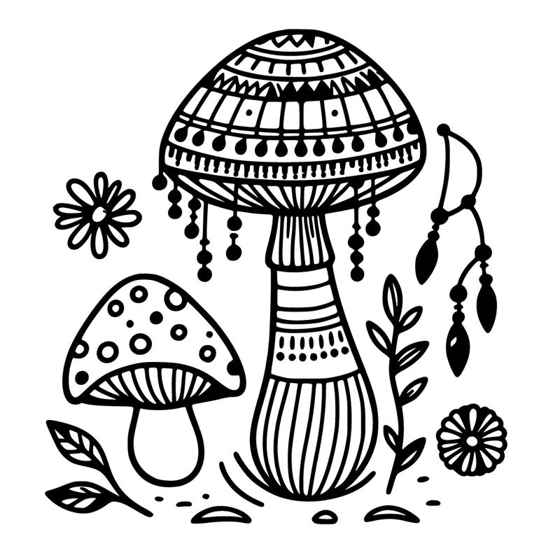 mushroom, boho, hippie