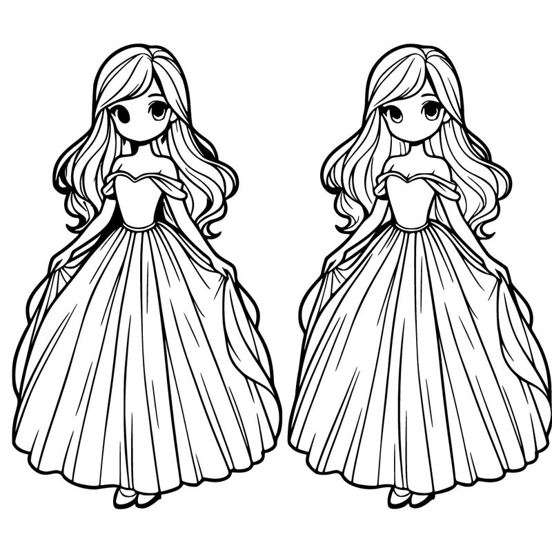 two girls in long flowing dresses