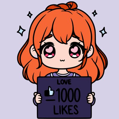 cute girl with sign asking for 100 likes