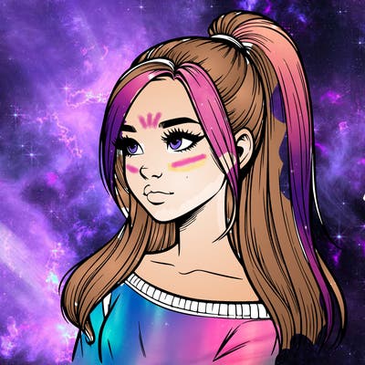 realistic girl with a high ponytail