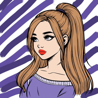 realistic girl with a high ponytail