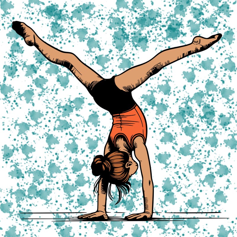 realistic gymnastic hand stand girl in four splits