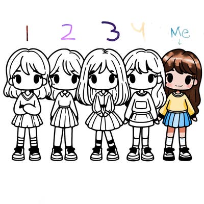 5 girls standing next to each other in a line