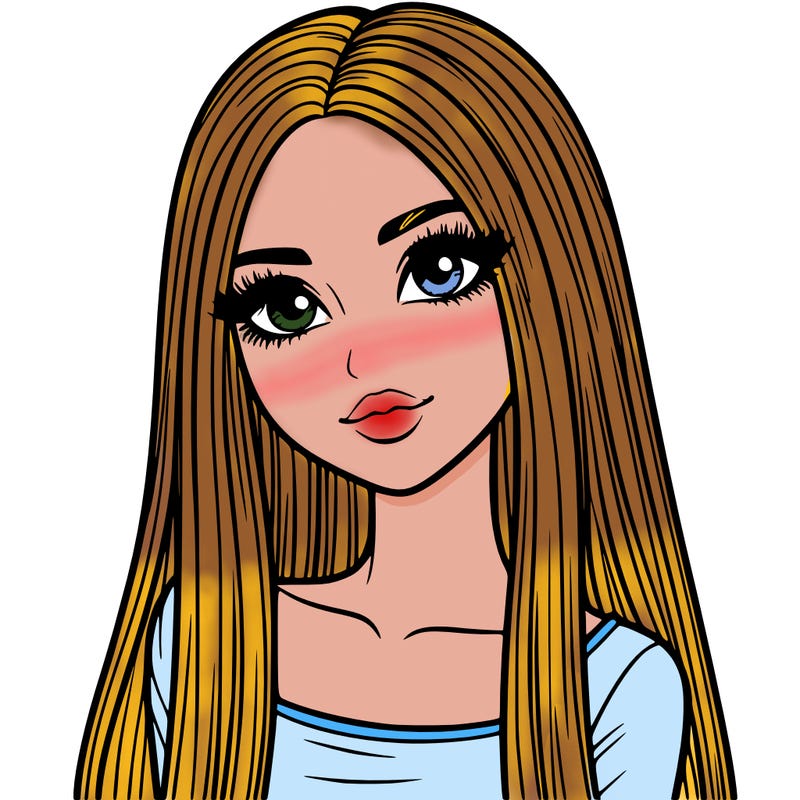 realistic girl with straight and long hair