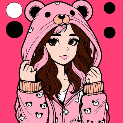 realistic girl in a animal pjs hoodie