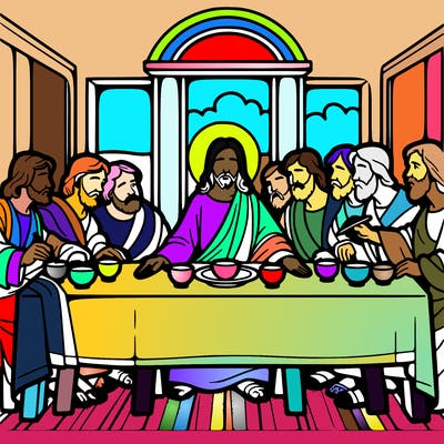 jesus shares the last supper with twelve apostles