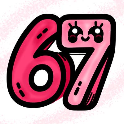 the numbers 67