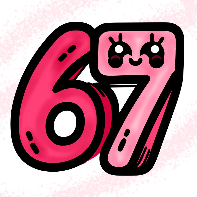 the numbers 67