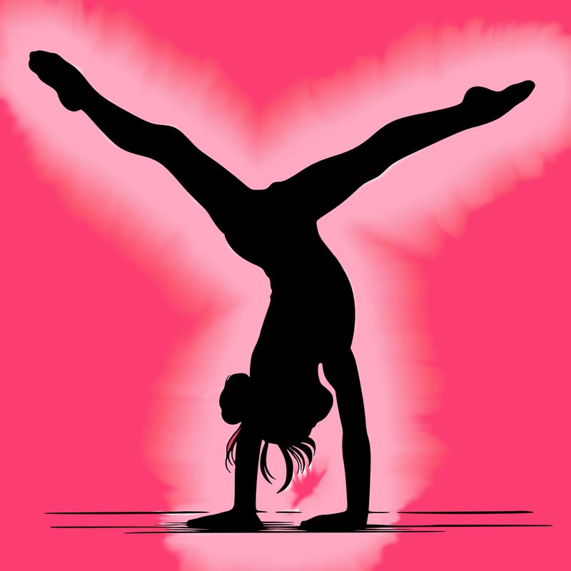 realistic gymnastic hand stand girl in four splits