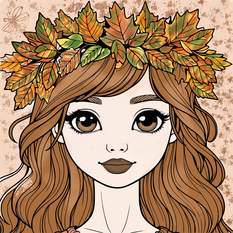 realistic girl with fall leaf crown