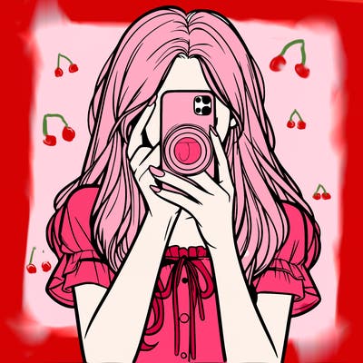 a realistic girl holding her phone taking pictures