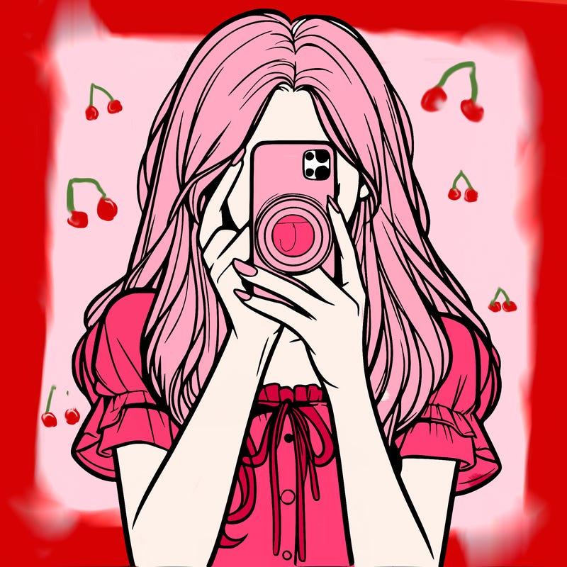 a realistic girl holding her phone taking pictures