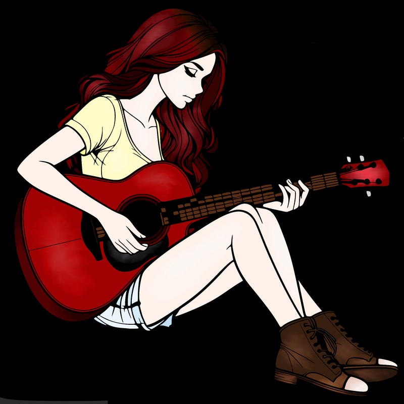 realistic woman play guitar