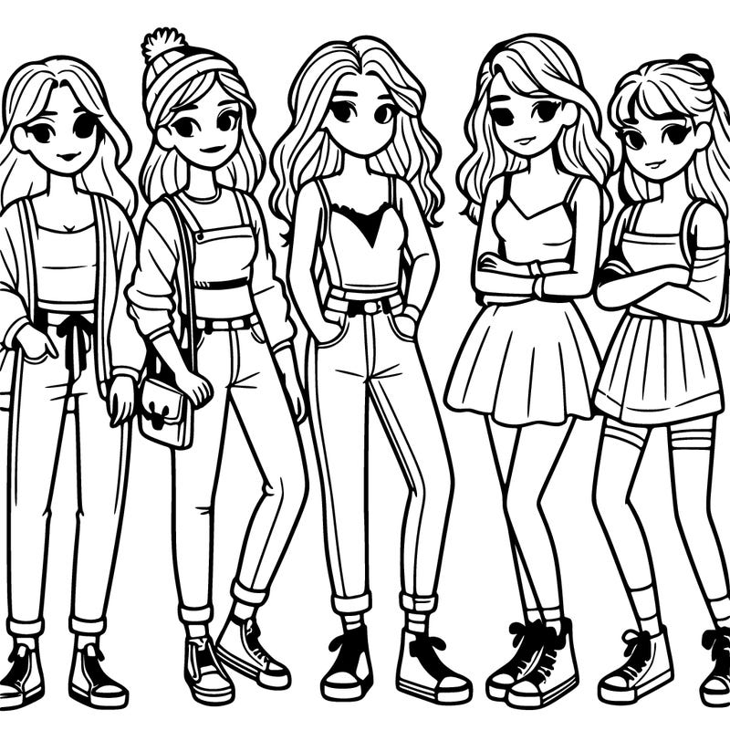 six teen girls standing together