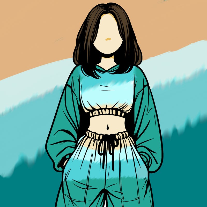 realistic girl faceless with baggy pants and a crop top