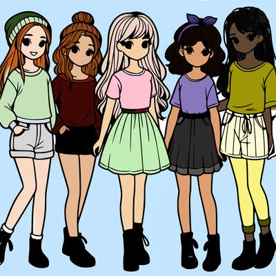 a group of five girls