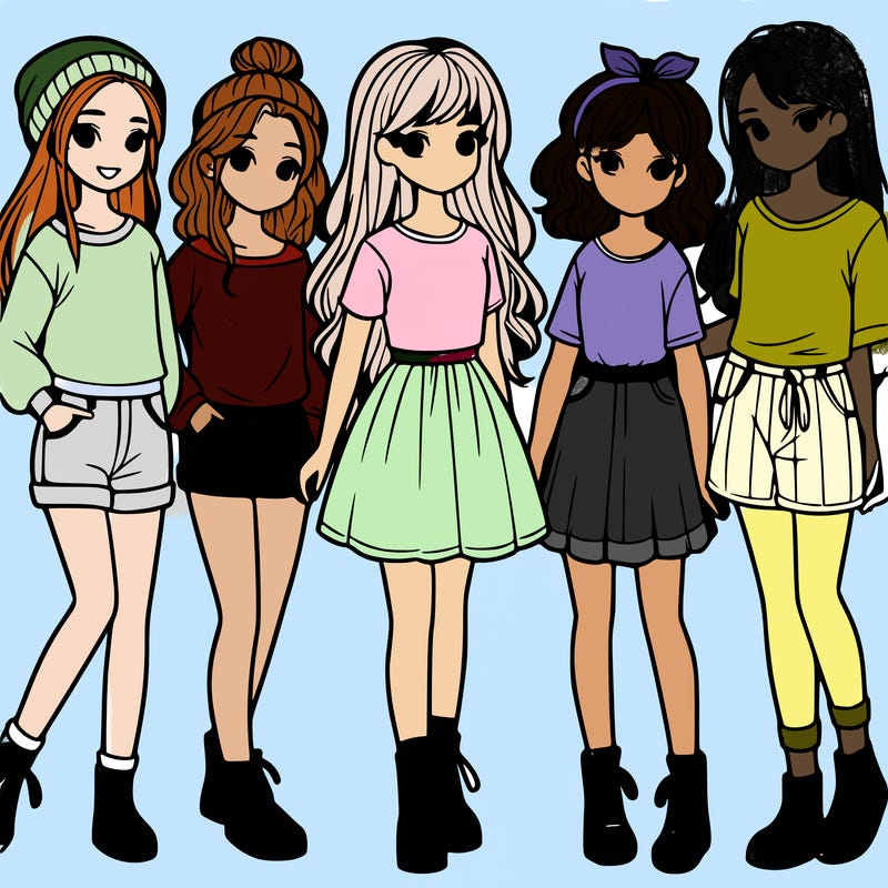 a group of five girls