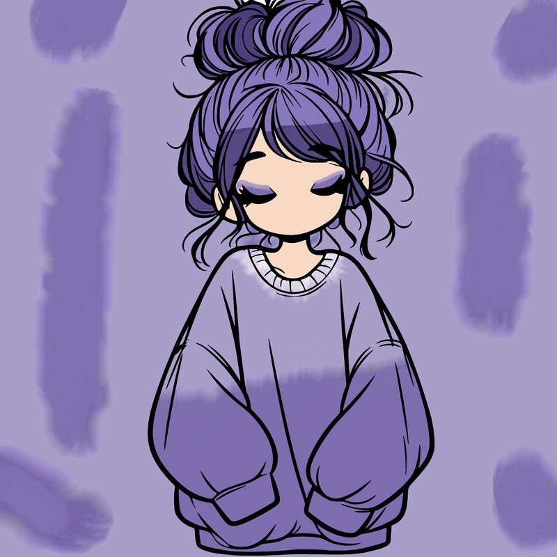 girl with baggy sweatshirt and messy bun