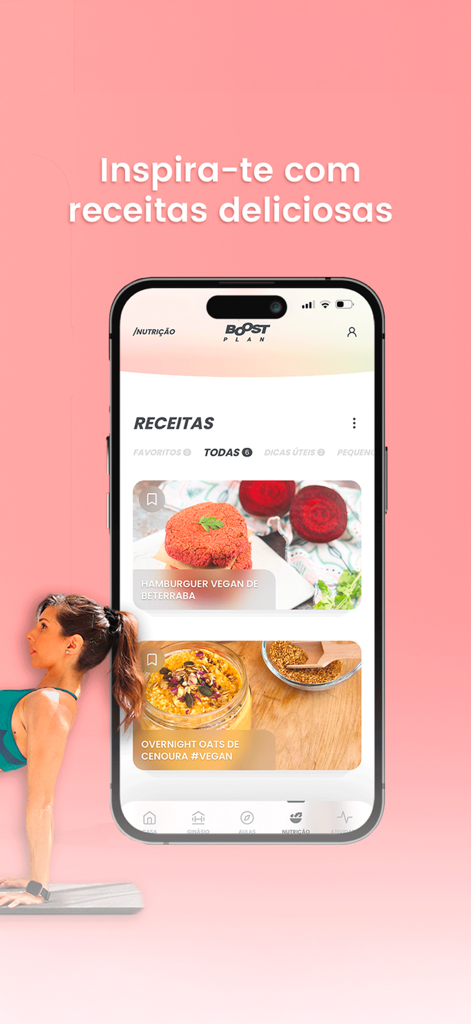 Boost Plan by Raquel Antunes - Boost Plan fitness app screen displaying healthy vegan recipes