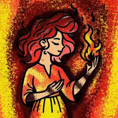 woman with fire