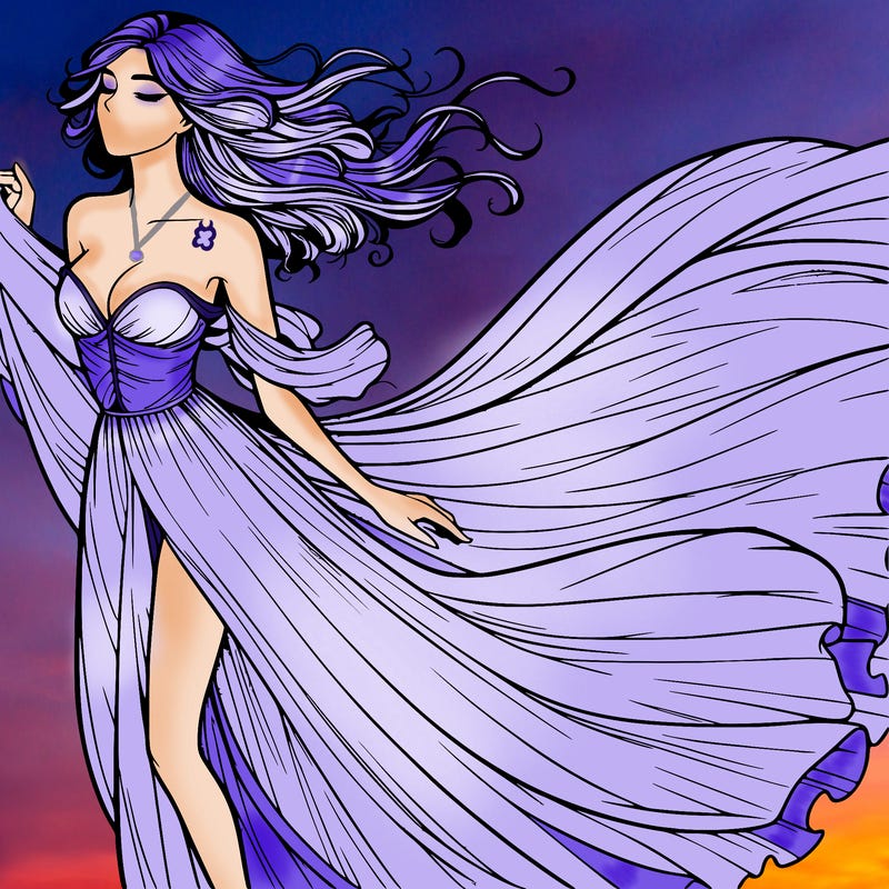 realistic woman in dress flowing the the wind