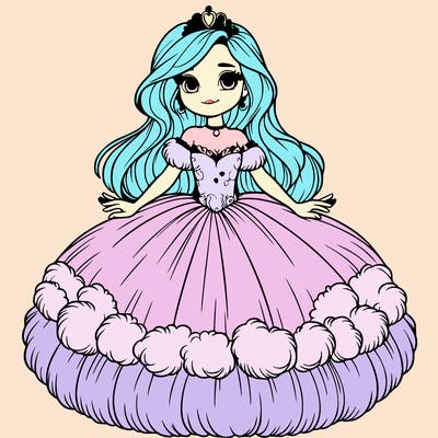 realistic princess wearing a fluffy dress