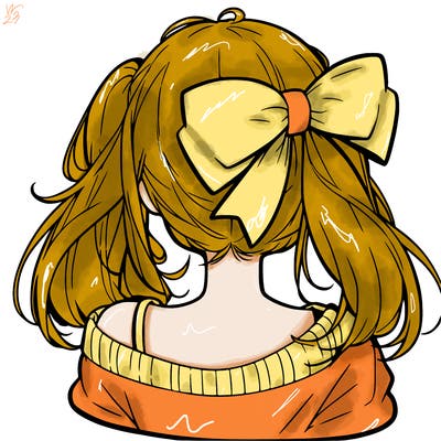 anime girl with bow in back of hair