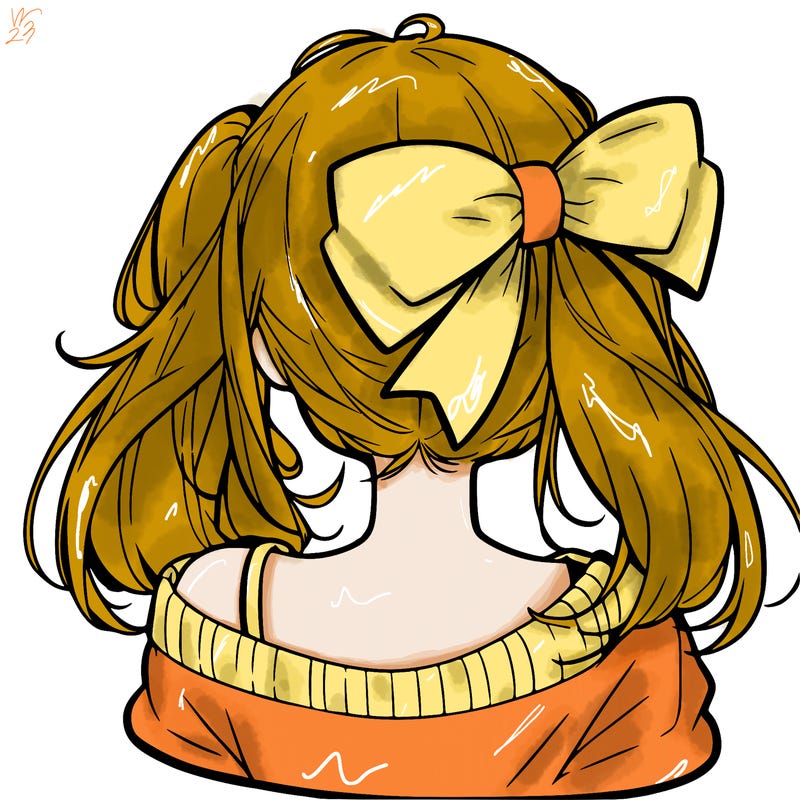 anime girl with bow in back of hair