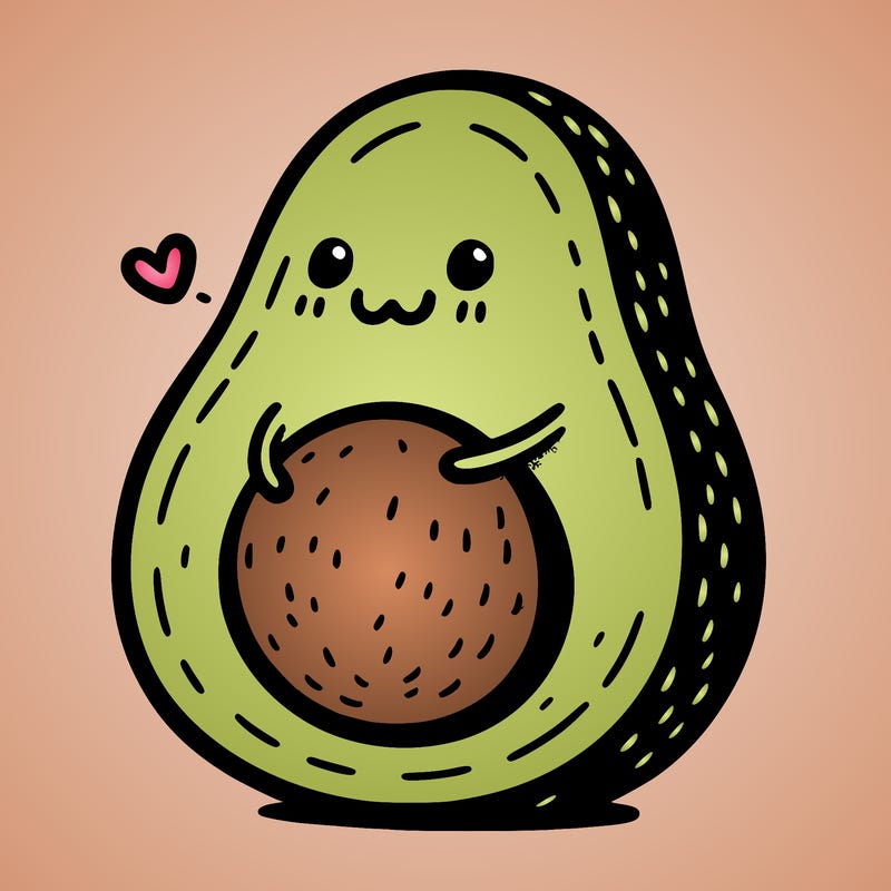 an avocado hugging an avocado
