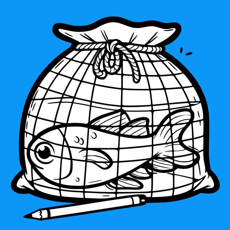 fish trapped in a bag
