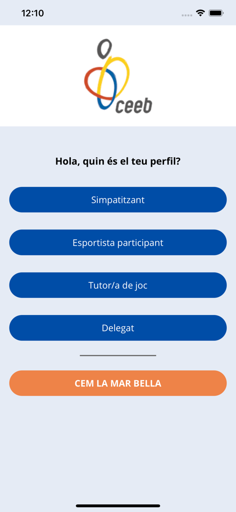 User profile selection screen in the El Consell school sports app