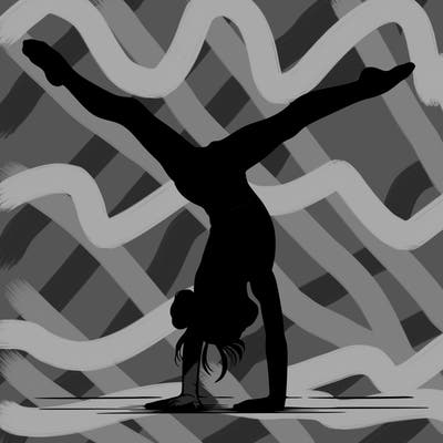 realistic gymnastic hand stand girl in four splits