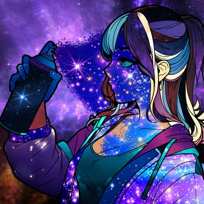 a realistic girl spray, painting