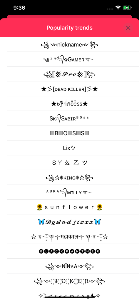 Fancy Text Symbols - List of popular stylish nicknames and text symbols for games and social media