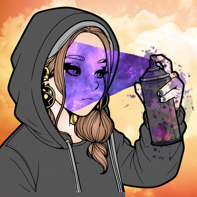 a realistic girl, spray painting