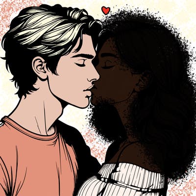 realistic couple kissing