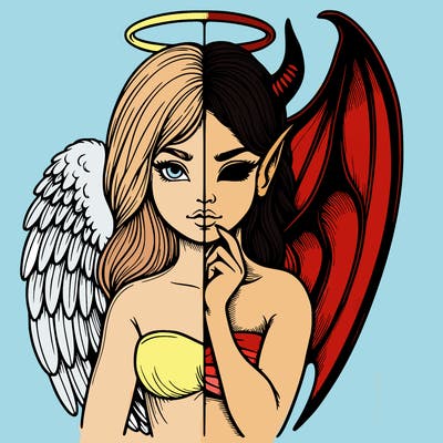 realistic angel half demon