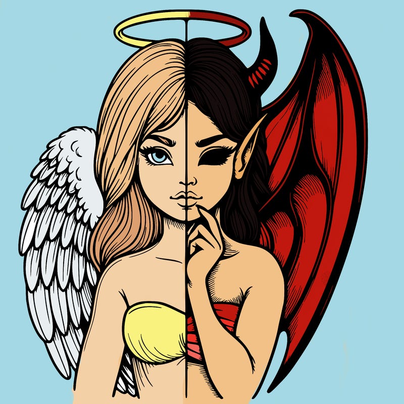 realistic angel half demon