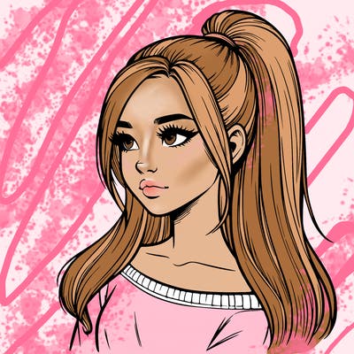 realistic girl with a high ponytail