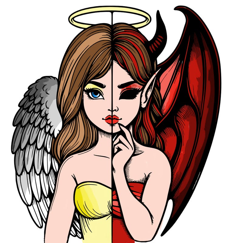 realistic angel half demon