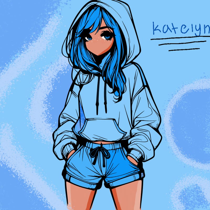 realistic girl in shorts and hoodie