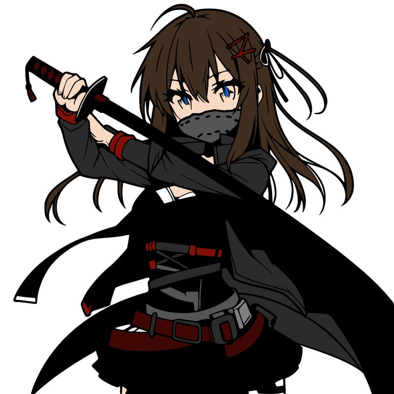 anime girl with sword in cool pose