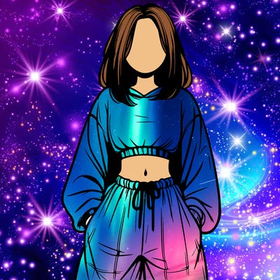 realistic girl faceless with baggy pants and a crop top