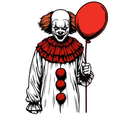 realistic creepy pennywise full costume holding balloon