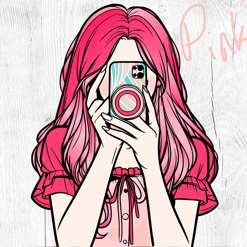 a realistic girl holding her phone taking pictures