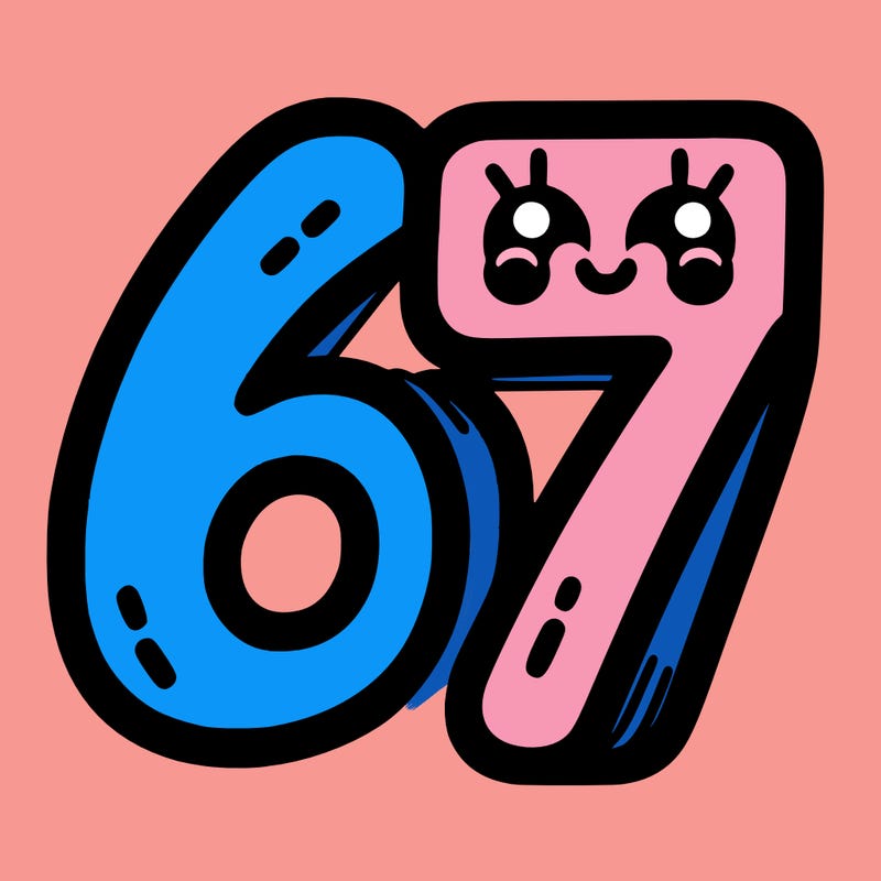 the numbers 67
