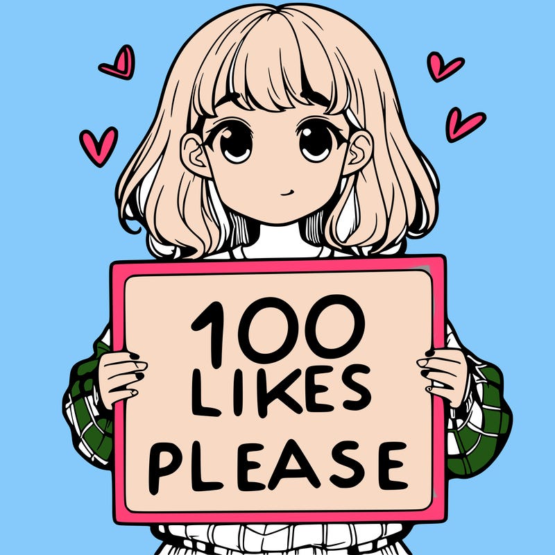a girl holding a sign saying 100 likes please