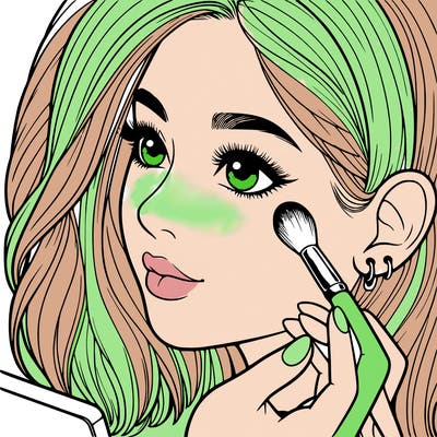 a realistic girl doing her makeup