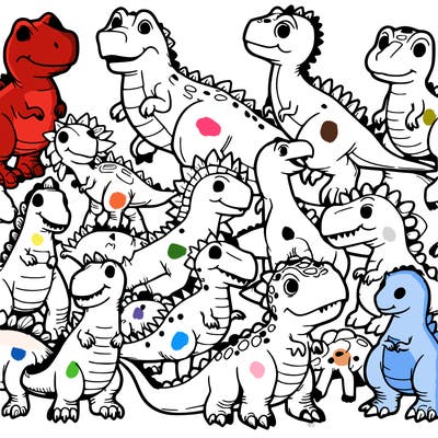 a bunch of dinosaurs