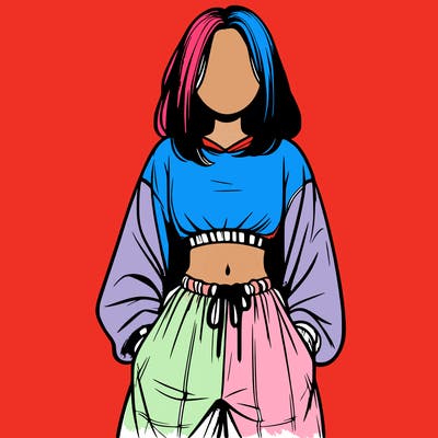 realistic girl faceless with baggy pants and a crop top